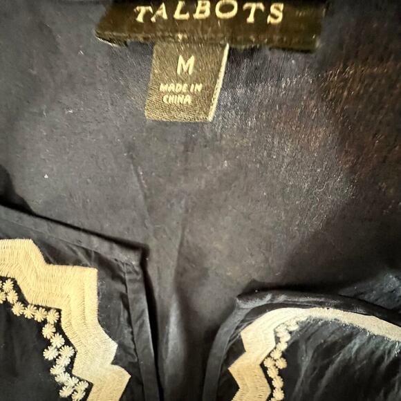 Talbots Embroidered Tunic Top Navy Cotton M - Picture 7 of 10